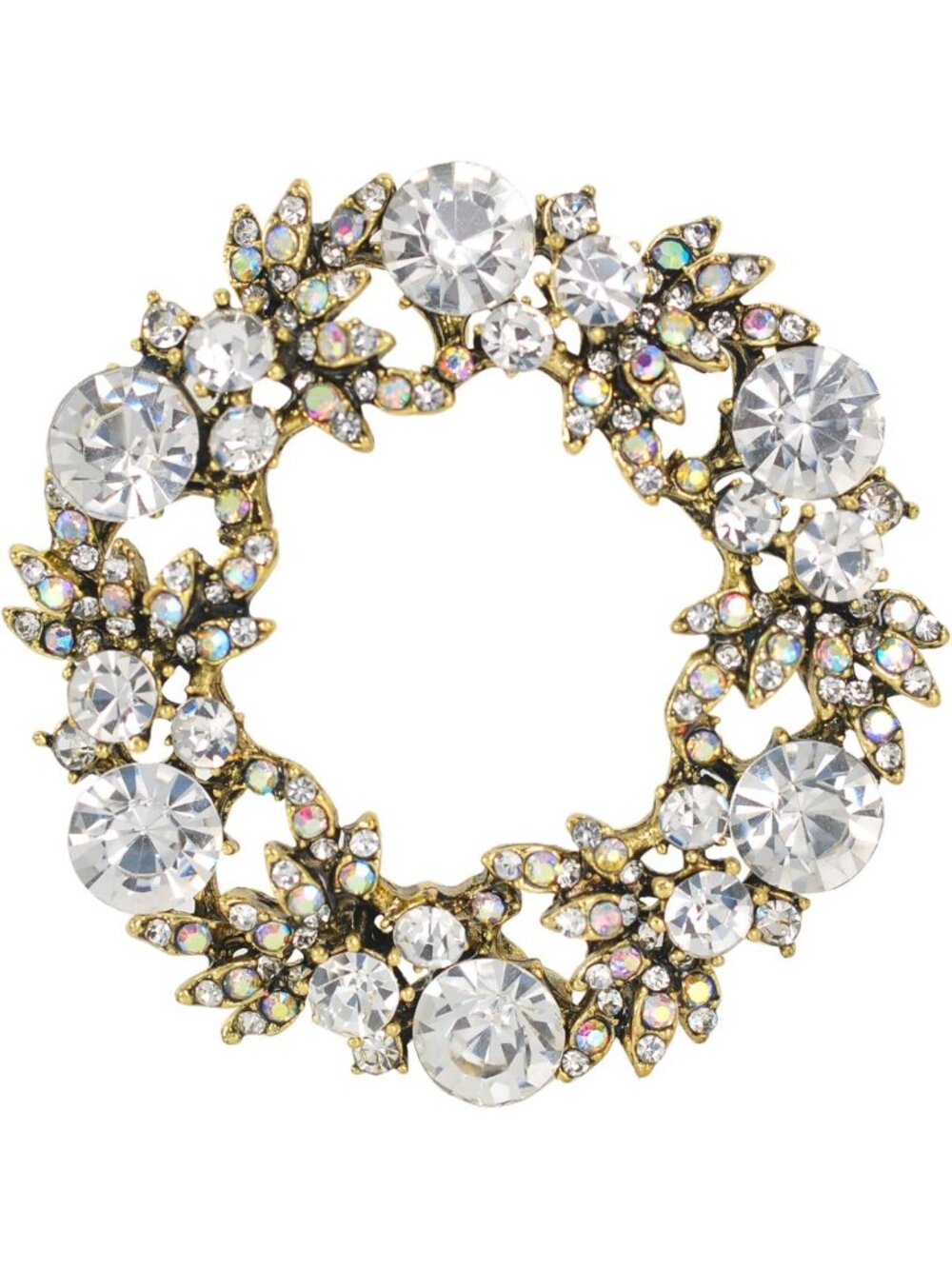 Elegant Crystal Rhinestone Flower Wreath Brooch Pin for Weddings & Holidays